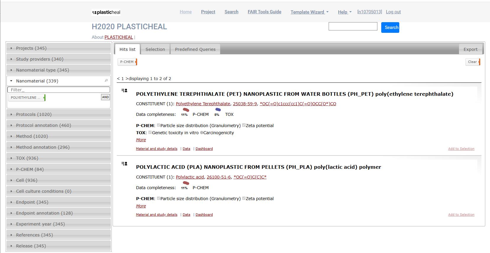 predefined queries results