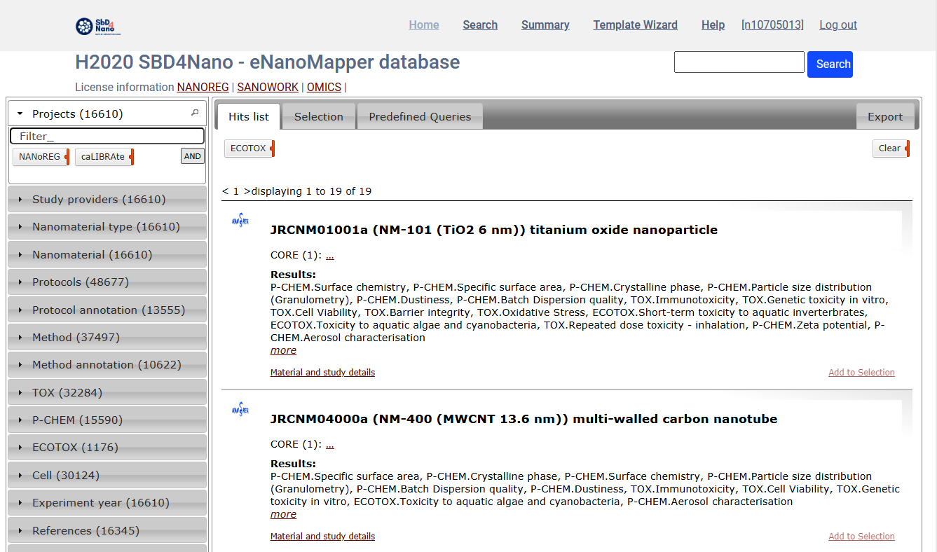 predefined queries results